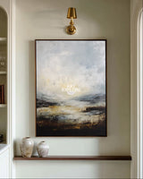 Modern Brown Textured Landscape Painting | Luxury Vertical Wall Art | ArtExplore