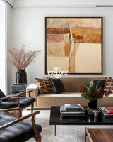 Modern Brown Wabi-Sabi Texture | Large Minimalist Square Wall Art ArtExplore