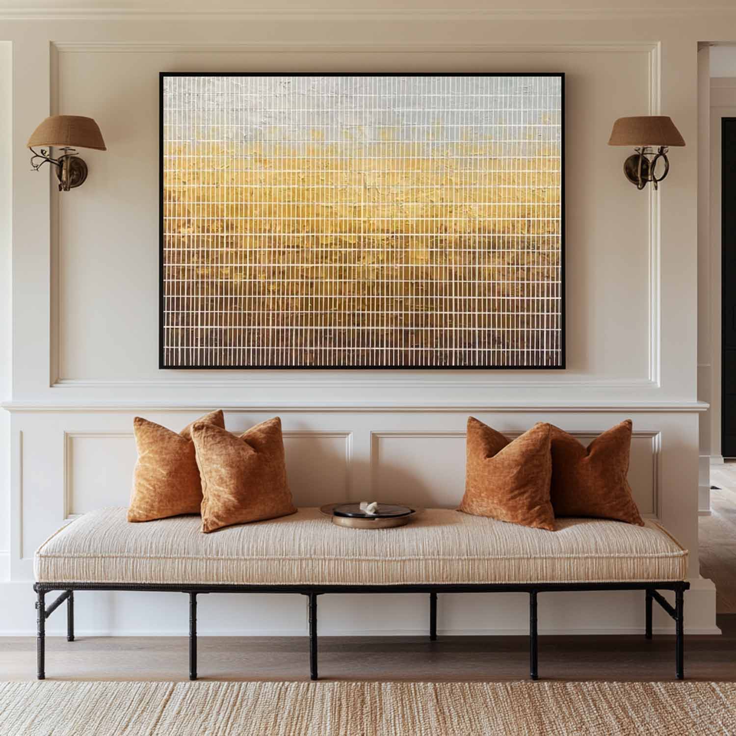 Modern Brown White Wall Art Texture Canvas Art Wabi-sabi Wall Art Minimalist Painting For Sale