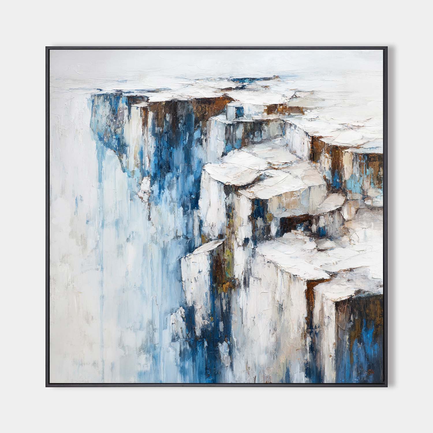 Modern Coastal Blue Textured Wall Art for Modern Minimalist Large Home Decor | ArtExplore