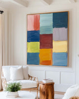 Colorful Texture Art Colorful Plaster Painting Large Square Textured Canvas Art Livingroom Wall Art