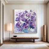 Modern Colorful Flowers Canvas Art Plaster Painting Rich Textured Artworks Abstract Art For Livingroom