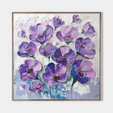 Modern Colorful Flowers Canvas Art Plaster Painting Rich Textured Artworks Abstract Art For Livingroom