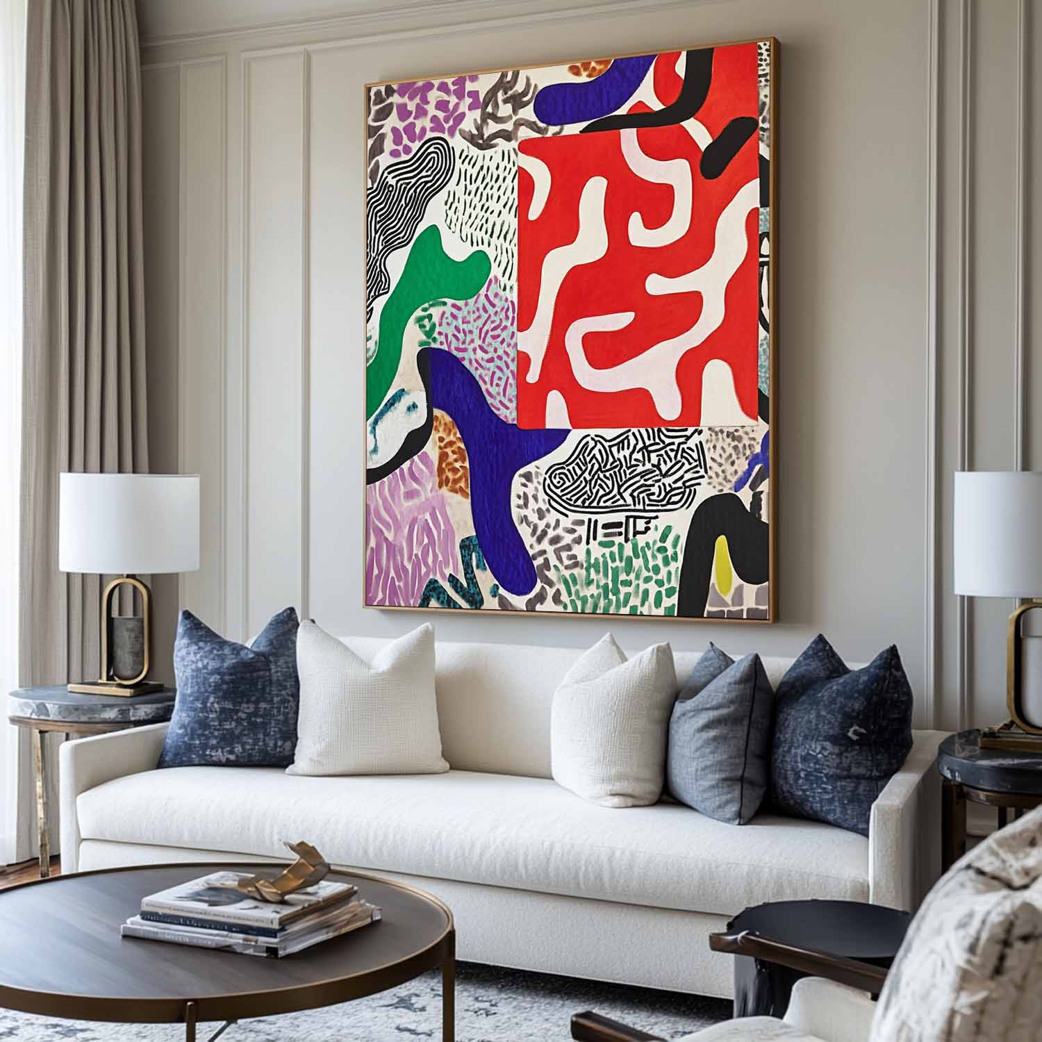 Large Colorful Geometric Splicing Wall Art Textured Abstract Splice Wall Art Fine Art For Sale