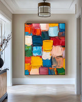 Modern Colorful Vertical Painting Rich Textured Painting Luxury Colorful Abstract Wall Art For Sale