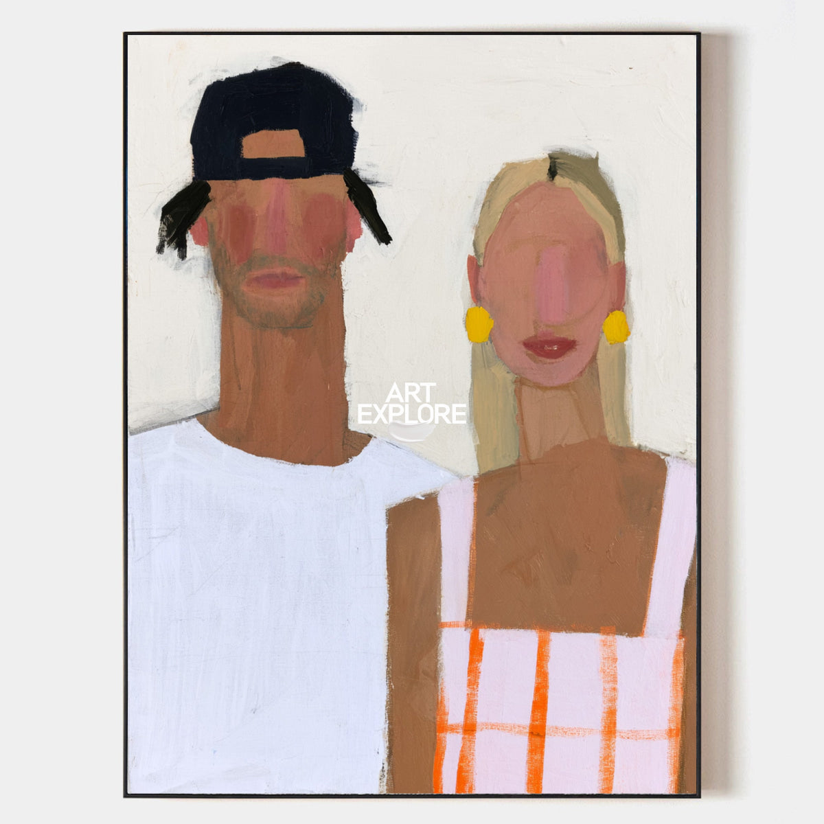 Modern Couple Portrait Art With Expressive Brushwork For Contemporary Home Decor