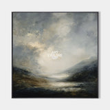 Modern Dawn Lake View Textured Painting | Large Minimalist Landscape Art For Livingroom | ArtExplore