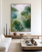 Modern Garden Scenery Wall Art | Handmade Oil on Canvas | Large Decor | ArtExplore