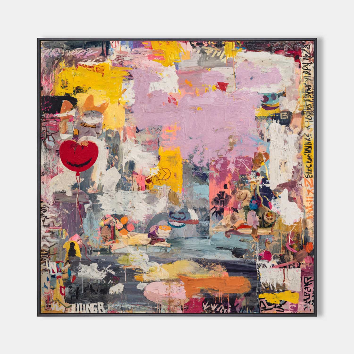 Modern Graffiti Pink Texture Painting – Large Handmade Canvas Wall Art for Home | ArtExplore