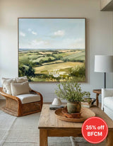 Modern Green Country Painting Field Landscape Texture Wall Painting Texture Livingroom Wall Art