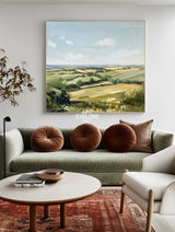 Modern Green Country Painting Field Landscape Texture Wall Painting Texture Livingroom Wall Art