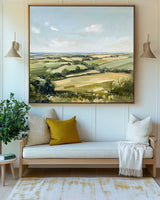 Modern Green Country Painting Field Landscape Texture Wall Painting Texture Livingroom Wall Art