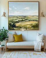 Modern Green Country Painting Field Landscape Texture Wall Painting Texture Livingroom Wall Art