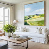 Modern Green Field Wall Art Country Painting Rural Textured Wall Art Field View Canvas Art For Sale