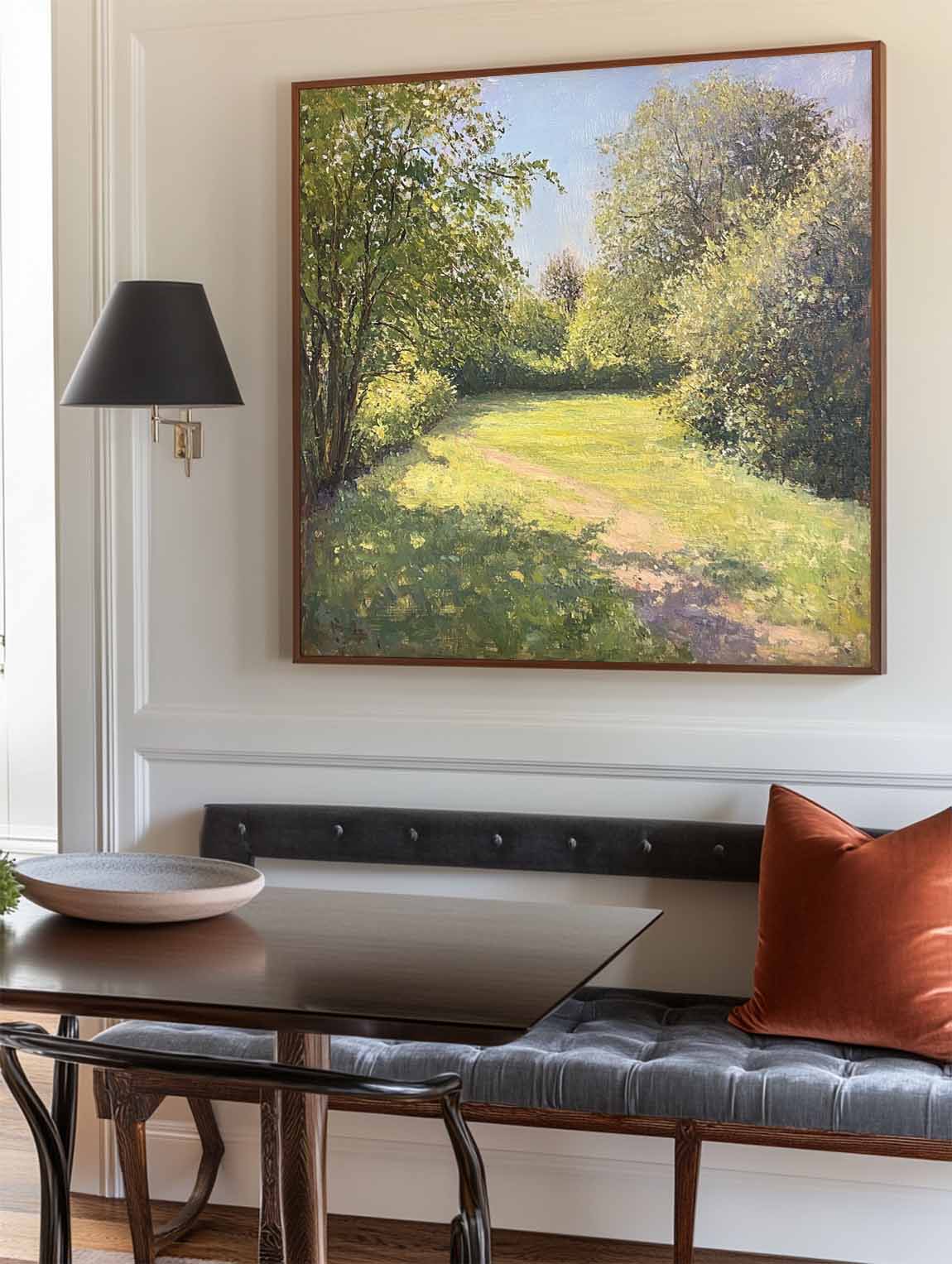 Modern Green Landscape Painting Large Green Woods View Wall Art Green Landscape Canvas Art For Sale