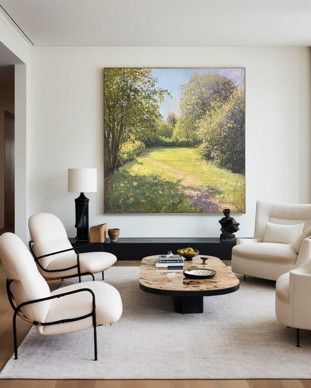Modern Green Landscape Painting Large Green Woods View Wall Art Green Landscape Canvas Art For Sale
