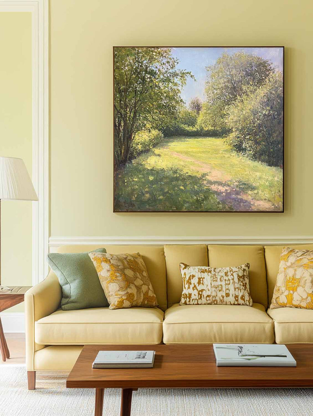 Modern Green Landscape Painting Large Green Woods View Wall Art Green Landscape Canvas Art For Sale