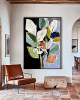 Modern Green Plant Canvas Art - Original Hand-Painted Wall Decor