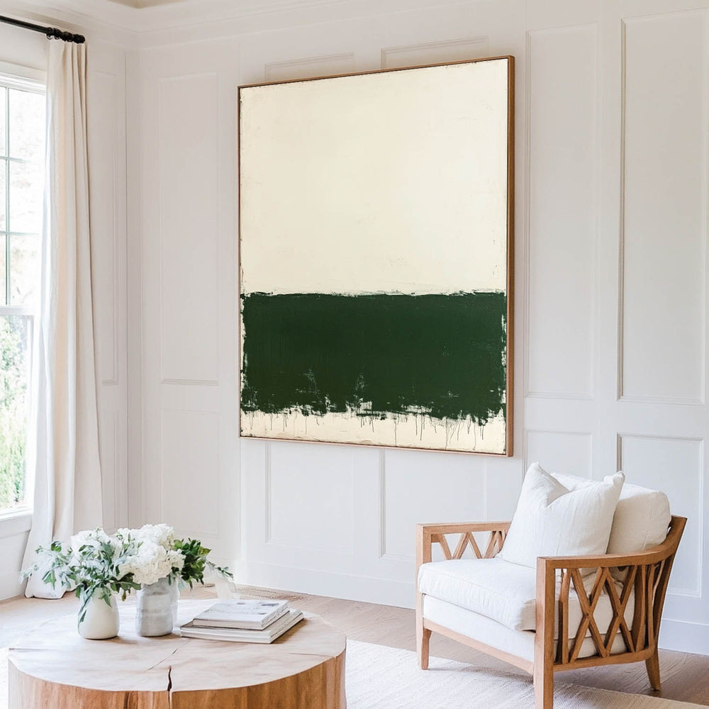 Modern Green White Canvas Art Green Texture Wall Art Green Wabi-sabi Canvas Art Minimalist Wall Art