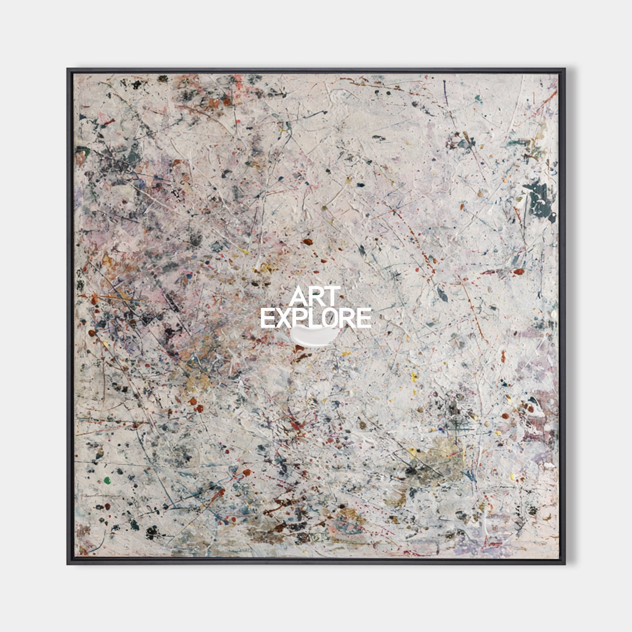 Modern Handmade Abstract Texture Art, Large Beige Square Canvas for Cozy Decor ArtExplore