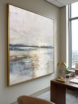 Modern Lake Reflection Wall Art | Large Minimalist Texture Painting ArtExplore