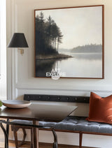 Large Lake Scenery Painting Textured Landscape Lake Canvas Wall Art Black White Painting For Sale