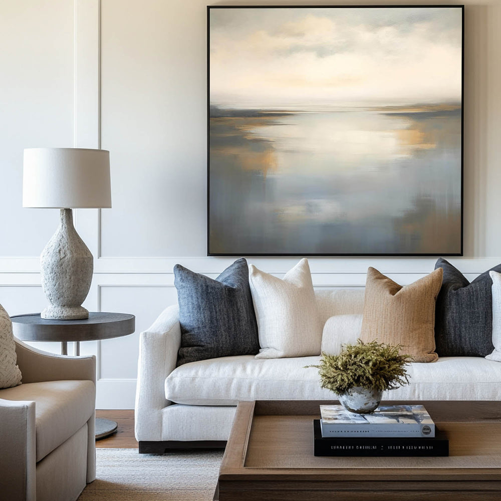Large Lake Wall Art Texture Landscape Wall Art Luxury Modern Minimalist Landscape Painting For Sale