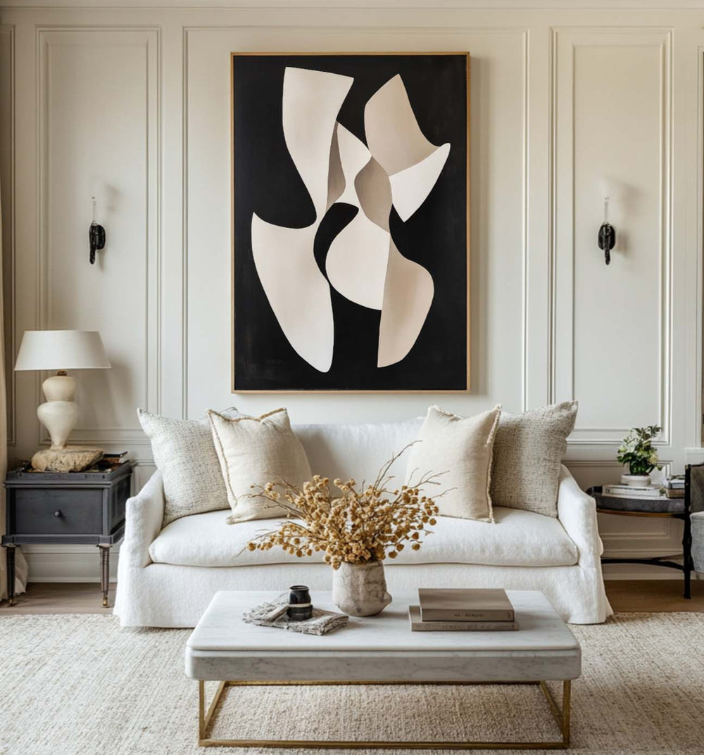 Modern Black And White Canvas Wall Art Wabi-sabi Textured Wall Art Black Minimalist Abstract Wall Art