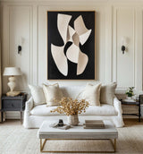 Modern Black And White Canvas Wall Art Wabi-sabi Textured Wall Art Black Minimalist Abstract Wall Art