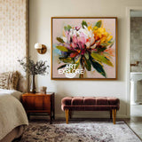 Modern Large Space Floral Painting, Textured Palette Knife Lotus Wall Decor ArtExplore