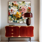 Modern Luxury Colorful Bloom Canvas, Aesthetic Hand-Painted Floral Art Piece ArtExplore