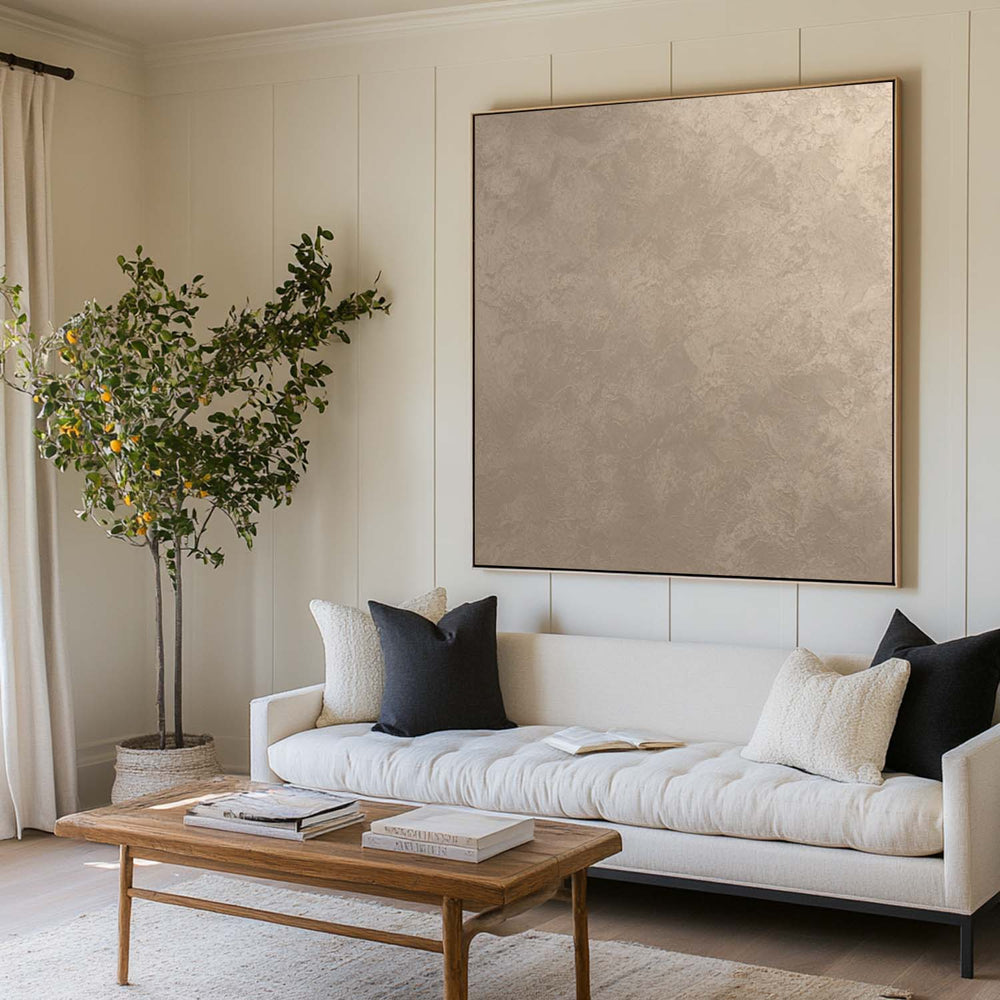 Modern Neutral Canvas Wall Art – Large Textured Painting for Hallway | ArtExplore