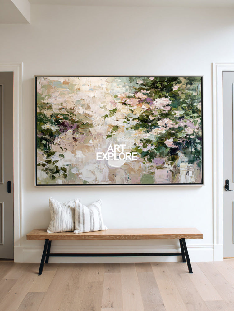 Modern Palette Knife Flower Painting Custom Large Statement Art