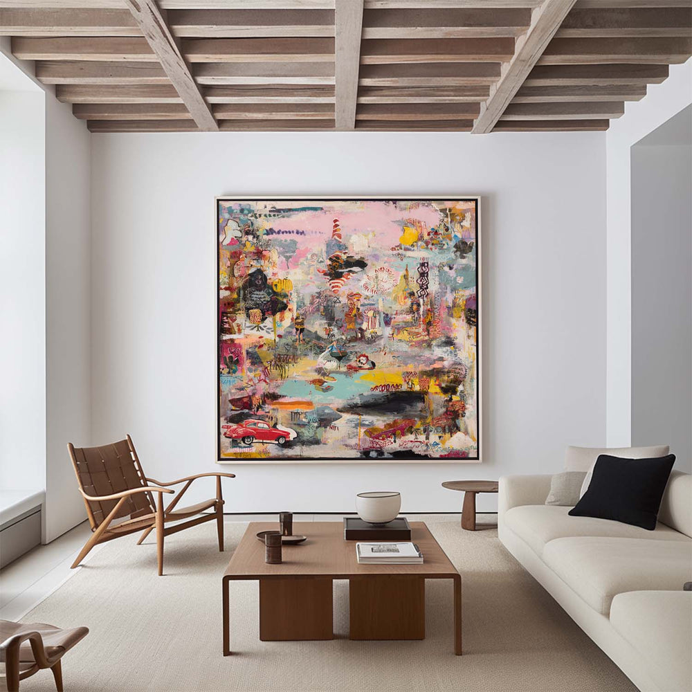 Modern Pink Graffiti Abstract Canvas – Handmade Large Wall Art by ArtExplore