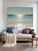 Modern Seascape Canvas for Large Spaces | Handmade Ocean Horizon Art – ArtExplore