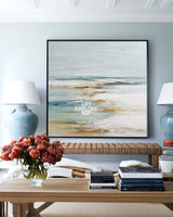 Modern Seascape Wall Art Blue Beige Textured Landscape Canvas – ArtExplore