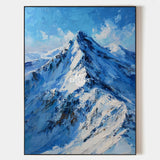 Modern Snow Mountain Peak Painting | Large Vertical Impasto Canvas ArtExplore