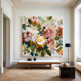Modern Square Flower Wall Art, Handmade Colorful Bouquet Oil Painting Decor ArtExplore