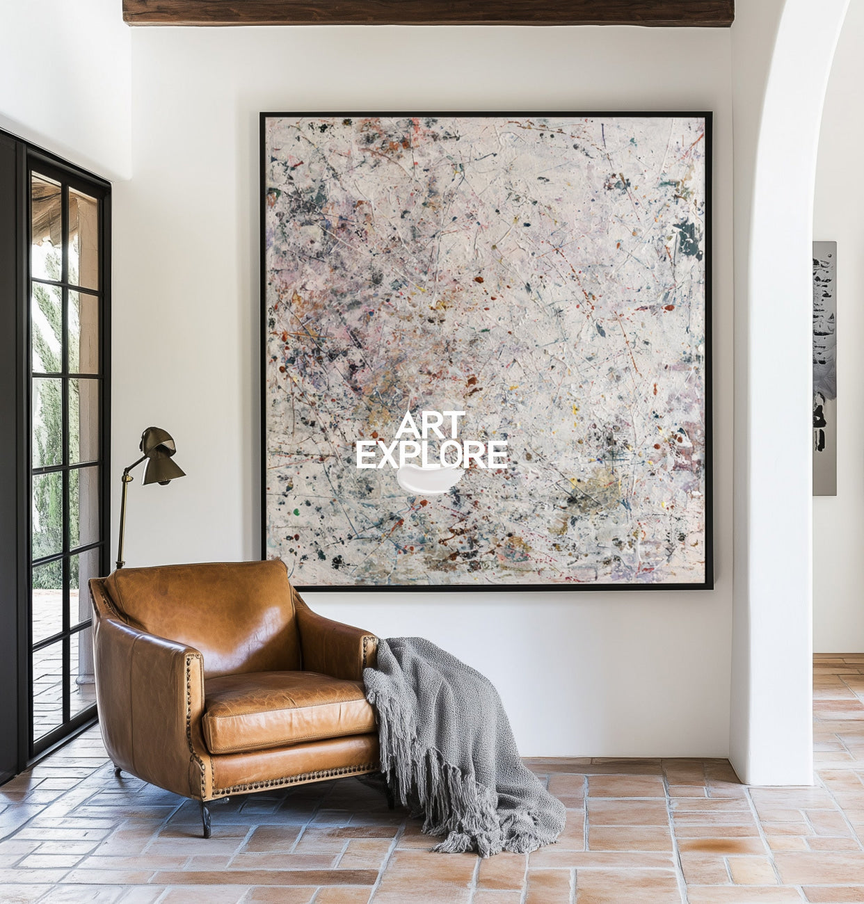 Modern Textured Abstract, Handmade Beige Oil on Canvas for Large Spaces ArtExplore