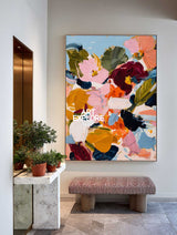 Modern Textured Rose Bouquet Canvas - Vibrant Original Oil Painting