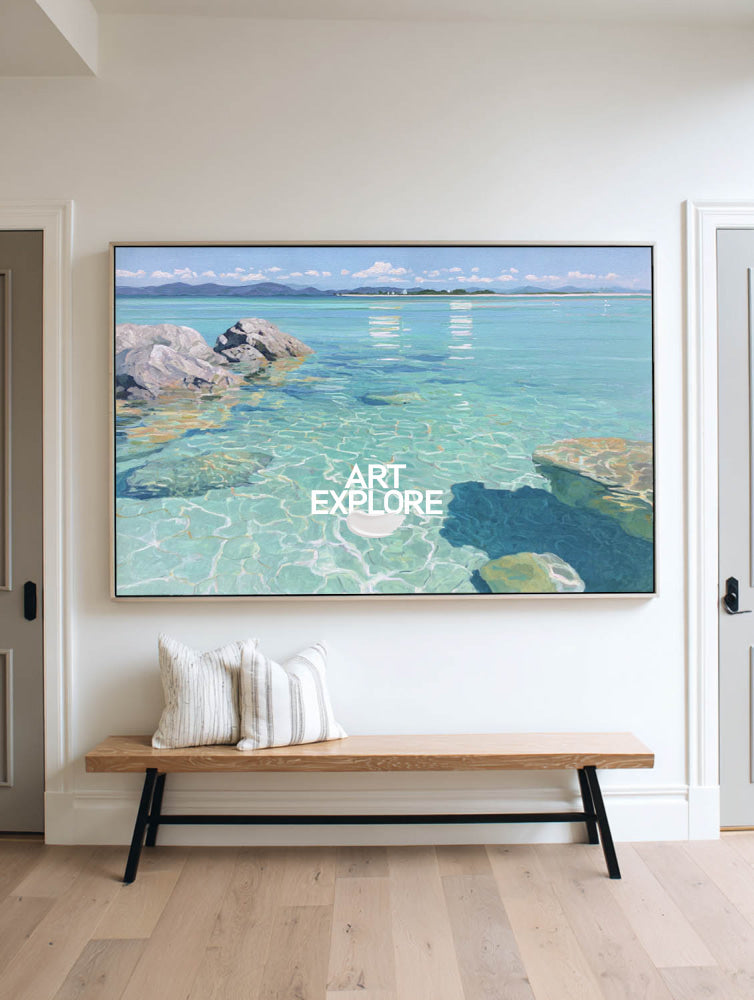 Modern Textured Water Abstract Large Crystal Clear Ocean Statement Art