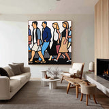 Modern Urban Crowd Art – Abstract Figurative Wall Canvas for Stylish Large Space Decor
