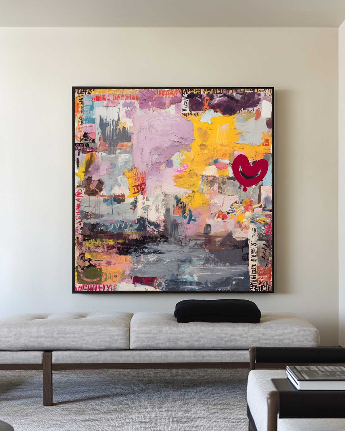 Modern Urban Graffiti Canvas – Square Handmade Texture Painting for Large Spaces | ArtExplore