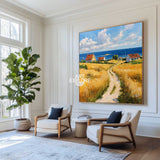 Modern Village Oil Painting Extra Large Countryside View Textured Wall Art Livingroom Painting