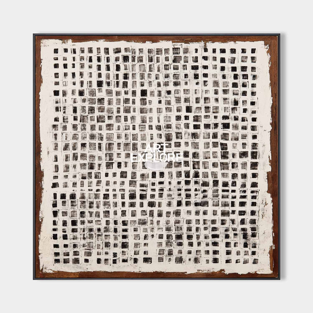 Modern Wabi-Sabi Square Texture Painting for Minimalist Large Wall Decor – ArtExplore