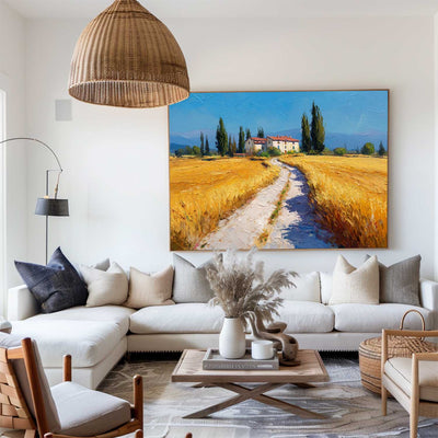 Modern Wall Decor – Rich Textured Countryside Road Landscape Art Painting for Large Spaces