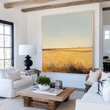 Large Wheat Field Landscape Art Painting Countryside Wall Art Minimalist Wall Art For Livingroom