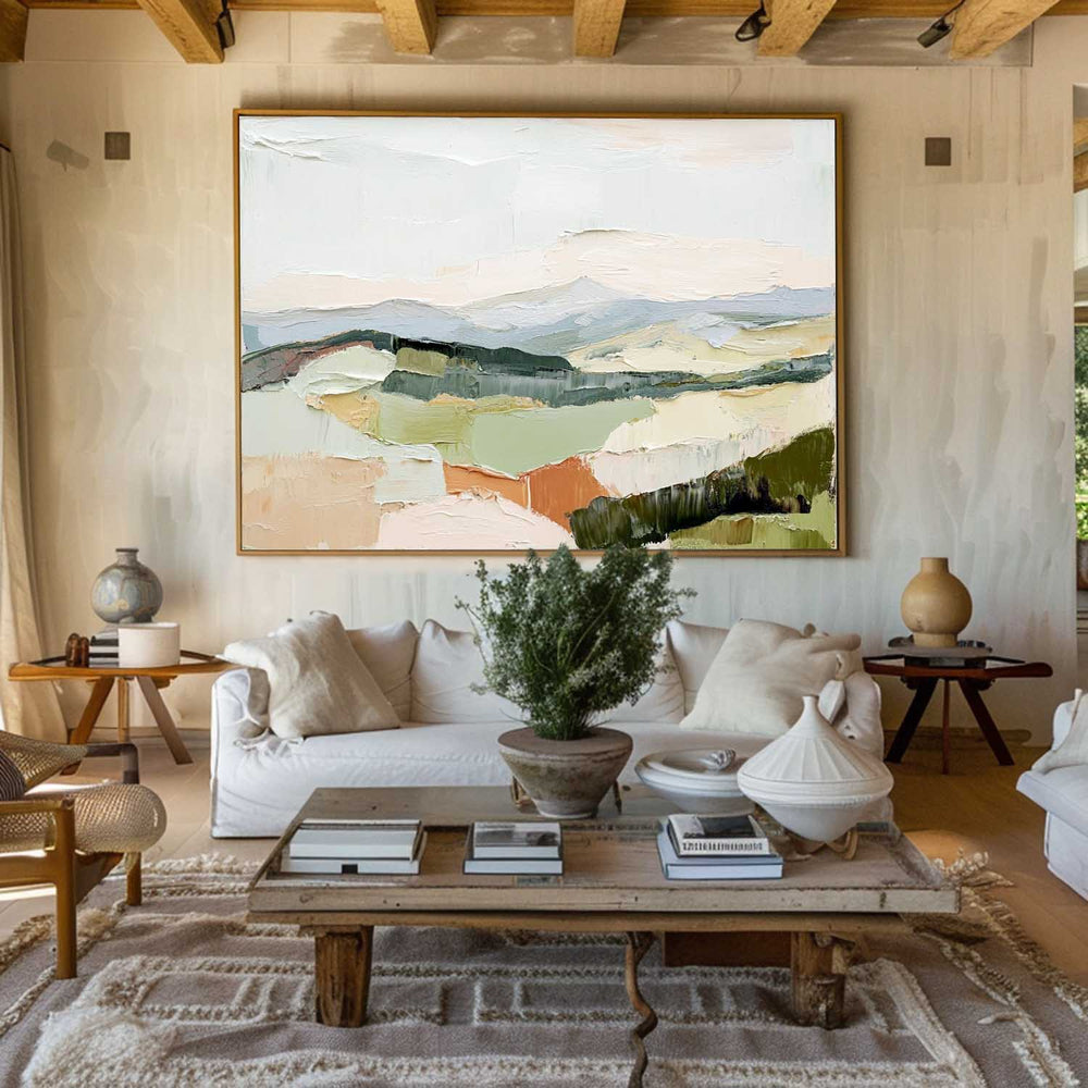 Modern White Wall Art Landscape Original textured wall paintings Minimalist Abstract Canvas Art