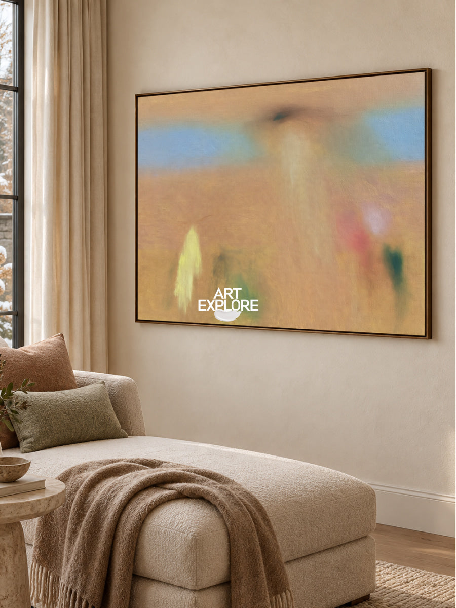 Hand-Painted Abstract Art In Earth Tones Minimalist Aesthetic Canvas