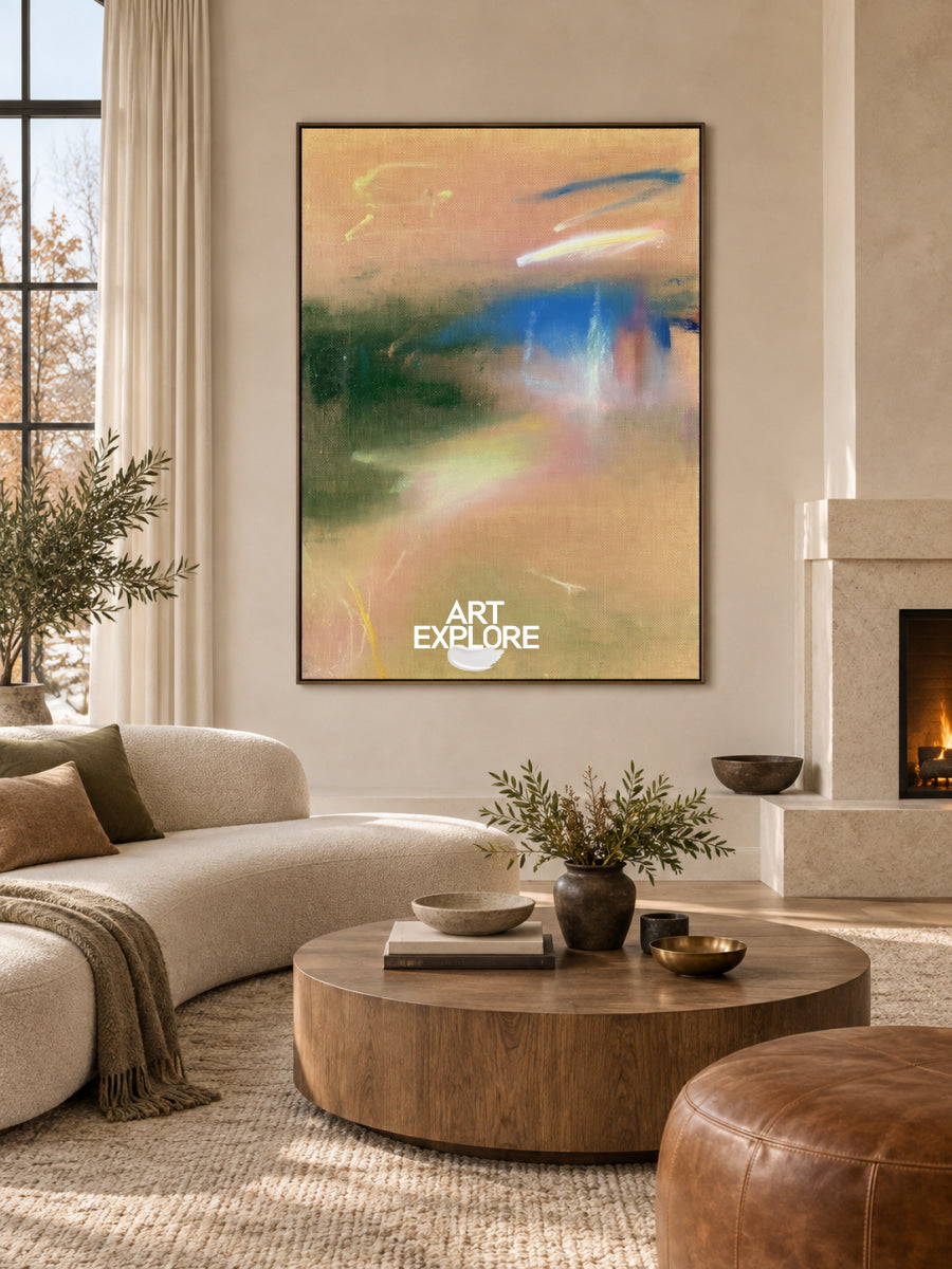 Abstract Brown And Blue Canvas Painting Hand-Painted Wall Art For Modern Home